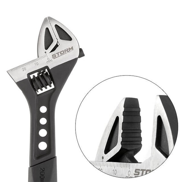 Ключ розвідний 200мм кований, рукоятка TPR, HRC 40 ~ 50, Cr-V STORM INTERTOOL XT-0075