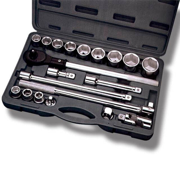 Набір інструментів професійний 3/4", 20 од. (гол. 19-50 мм) пластиковий кейс. INTERTOOL ET-6023