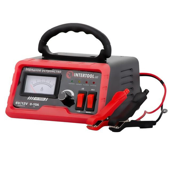 : Зарядний пристрій INTERTOOL AT-3020 для акумуляторів 6/12 В, 0-10 А, 6-120 Ач