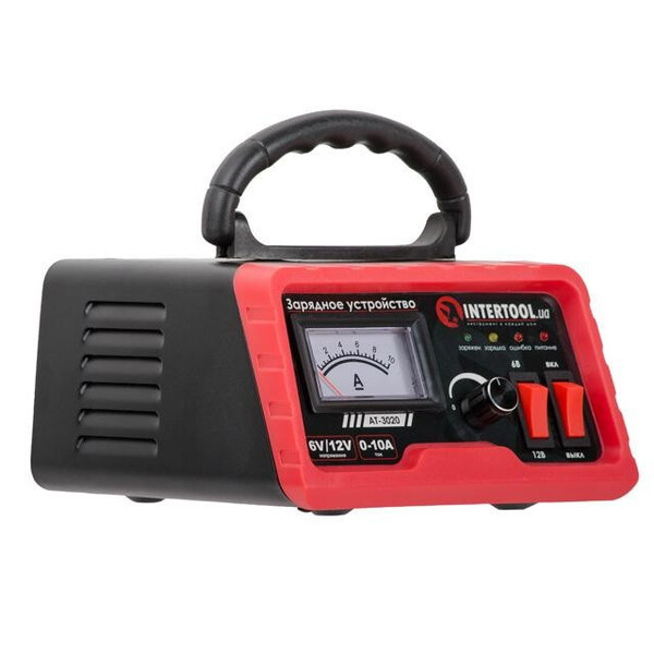 : Зарядний пристрій INTERTOOL AT-3020 для акумуляторів 6/12 В, 0-10 А, 6-120 Ач