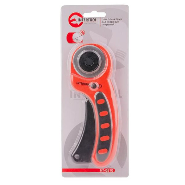 Нож металлический с резиновыми вставками под лезвие 18мм INTERTOOL HT-0510