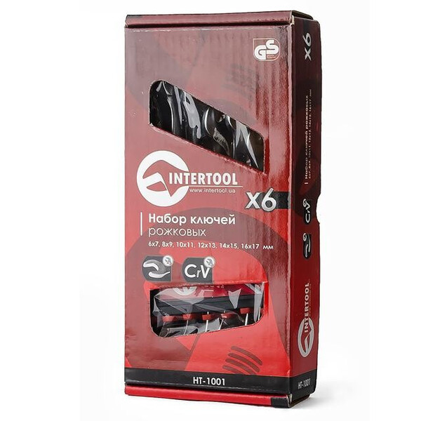 Набір ключів ріжкових, 6шт. 6-17мм INTERTOOL HT-1001