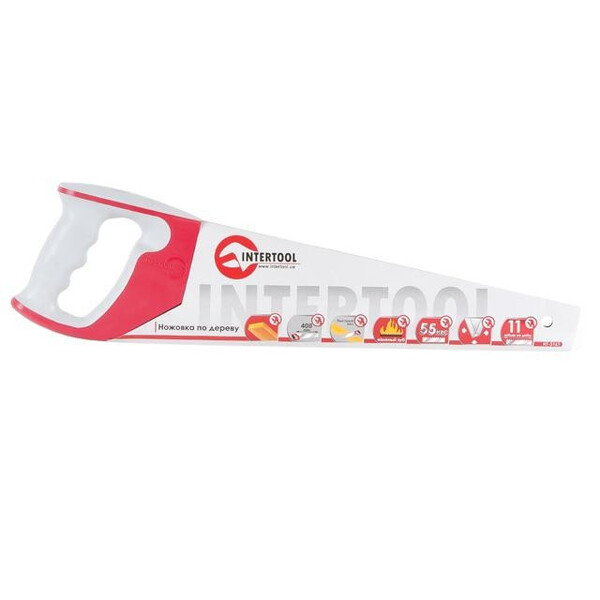 Ножівка по деревині 400 мм з гартованим зубом, потрійне заточування, 11 зуб/дюйм INTERTOOL HT-3161