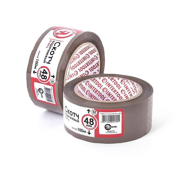 Скотч коричневий 48мм * 100м * 52 мкм INTERTOOL KT-0913
