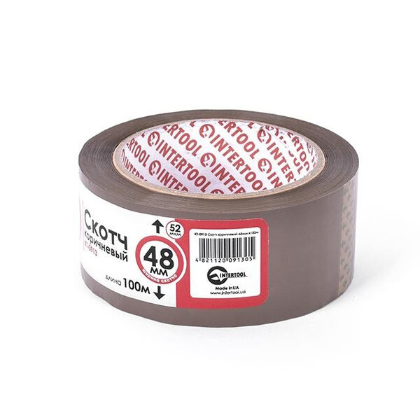 Скотч коричневий 48мм * 100м * 52 мкм INTERTOOL KT-0913