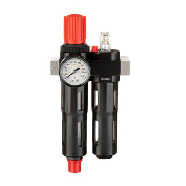 Блок подготовки воздуха 1/4, 5мкм, 850 л/мин, металл, профессиональный INTERTOOL PT-1435