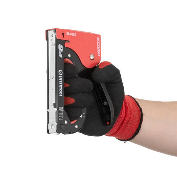 Степлер будівельний 3 в 1, під скобу 11.3*0.7*6-14 мм, цвях 14мм, шпилька 14мм. INTERTOOL RT-0104