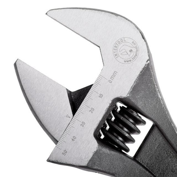 Ключ розвідний 380мм, Cr-V, чорний, фосфатований, з полірованою головкою INTERTOOL XT-0065