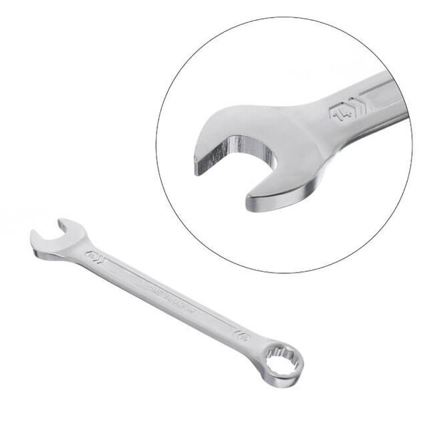 Ключ комбінований 14 мм, CrV, покриття Сатин-хром PROF DIN3113 INTERTOOL XT-1014