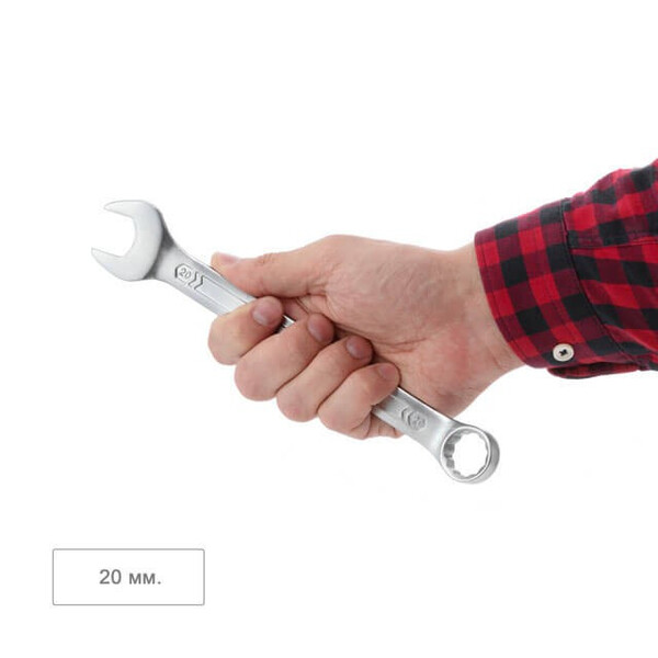 Ключ комбінований 20мм, Cr-V, покриття сатин-хром, DIN3113, STORM INTERTOOL XT-1020