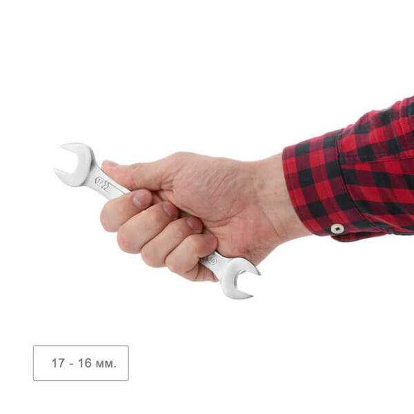 Ключ ріжковий 16-17 мм Cr-V, покриття сатин-хром; PROF DIN3113 INTERTOOL XT-1116