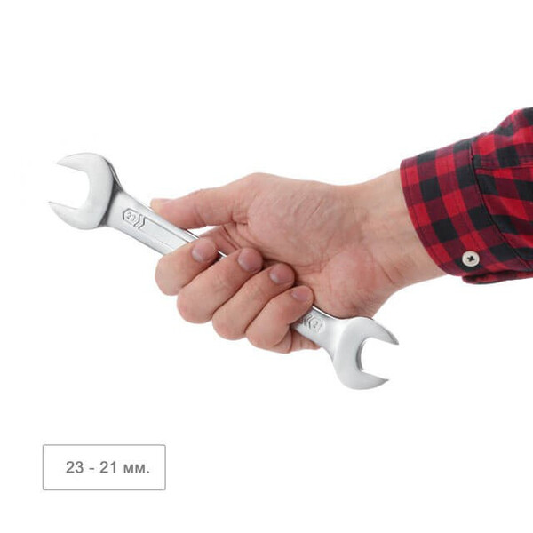 Ключ ріжковий 21-23 мм CrV, покриття сатин-хром PROF DIN3113 INTERTOOL XT-1121