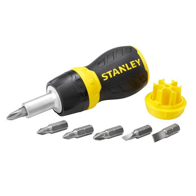 Отвертка - набор Multibit Stubby, реверсивная, с шестью сменными битами STANLEY 0-66-358