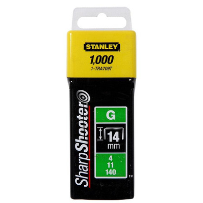 Скобы тип А высотой 14 мм, для степлера ручного Light Duty, в упаковке 1000 шт STANLEY 1-TRA209T