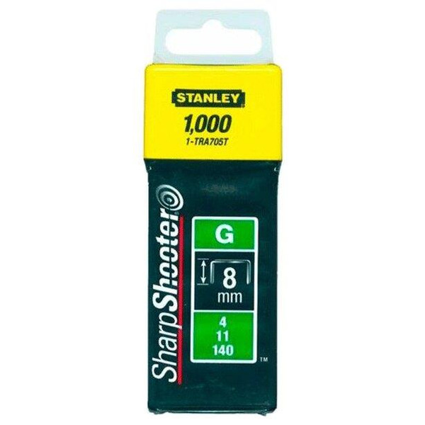 Скобы тип G высотой 8 мм для степлера Heavy Duty, в упаковке 1000 шт STANLEY 1-TRA705T