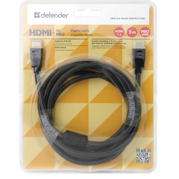 Кабель DEFENDER HDMI-10PRO HDMI M-M ver1.4, 3м, блістер