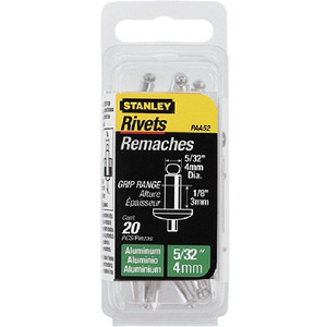 Заклепка алюминиевая диаметром 4 мм, рабочей длиной 3 мм, 20 штук в упаковке STANLEY 1-PAA52T