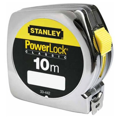 Рулетка измерительная Powerlock® длиной 10 м, шириной 25 мм в хромированном пластмассовом корпусе STANLEY 0-33-442
