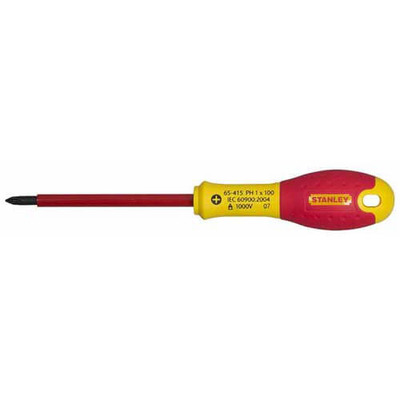 Отвертка электрика FatMax VDE 1000V изолированная с жалом под шлиц Ph0 длиной 75 мм STANLEY 0-65-414