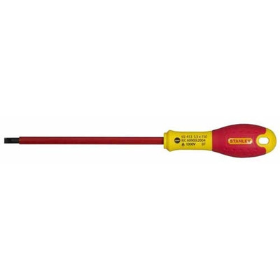 Отвертка электрика FatMax VDE 1000V изолированная с жалом под шлиц SL5,5 длиной 150 мм STANLEY 0-65-413