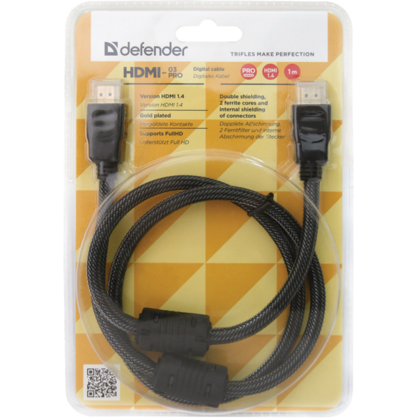 Кабель DEFENDER HDMI-03PRO HDMI M-M, ver 1.4, 1м, blister