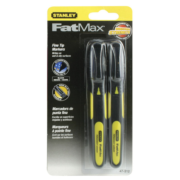 Stanley Маркер FatMax с заостренным наконечником черный, 2 шт
