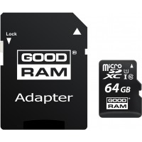 Карта памяти MicroSDXC  64GB UHS-I Class 10 Goodram + SD-adapter (M1AA-0640R12)