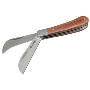 Нож для электрика складной с деревянной рукояткой и двумя лезвиями, длина лезвий 70 мм STANLEY STHT0-62687