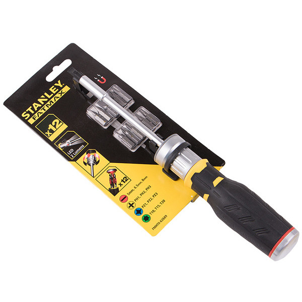 Отвертка - набор FATMAX реверсивная, со светодиодной подсветкой и двенадцатью битами STANLEY FMHT0-62689