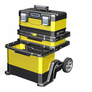 Ящик металлопластмассовый Rolling Workshop, размеры 568x730x389 мм, на колесах STANLEY 1-95-621