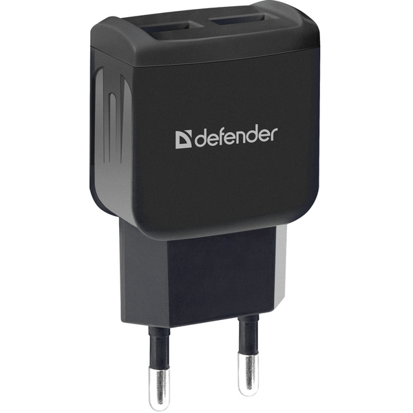 Мережевий зарядний пристрій Defender EPA-13 Black, 2xUSB, 5V/2.1A, package (83840)