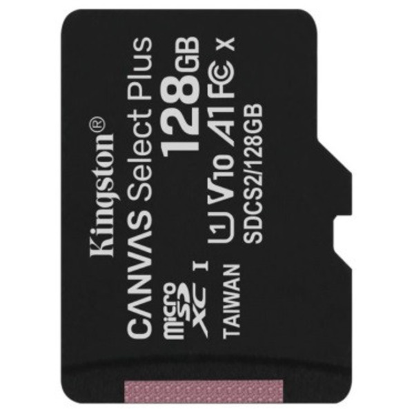 Карта памяти MicroSDXC 128GB UHS-I Class 10 Kingston Canvas Select Plus R100MB/s + SD-адаптер (SDCS2/128GB)
