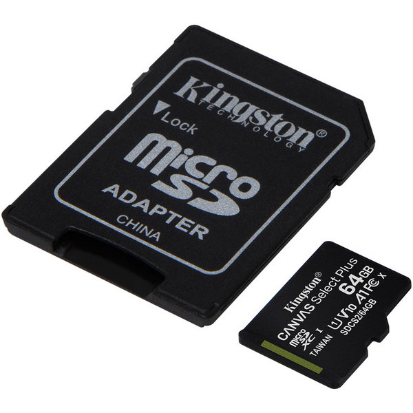 Карта памяти MicroSDXC  2x64GB UHS-I Class 10 Kingston Canvas Select Plus R100MB/s + SD-адаптер (SDCS2/64GB-2P1A)