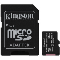 Карта памяти MicroSDXC 2x64GB UHS-I Class 10 Kingston Canvas Select Plus R100MB/s + SD-адаптер (SDCS2/64GB-2P1A)