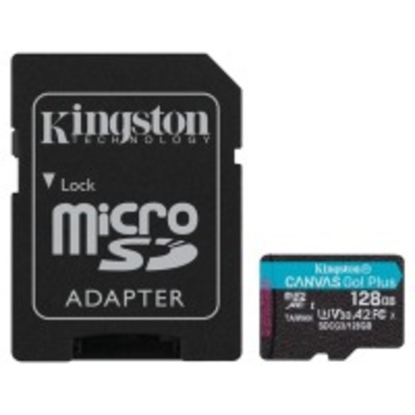 Карта пам`яті MicroSDXC 128GB UHS-I/U3 Class 10 Kingston Canvas Go! Plus R170/W90MB/s + SD-адаптер (SDCG3/128GB)