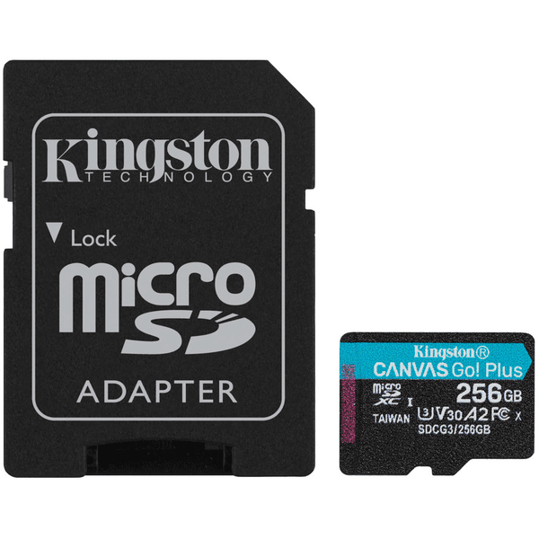 Карта пам`яти MicroSDXC 256GB UHS-I/U3 Class 10 Kingston Canvas Go! Plus R170/W90MB/s + SD-адаптер (SDCG3/256GB)