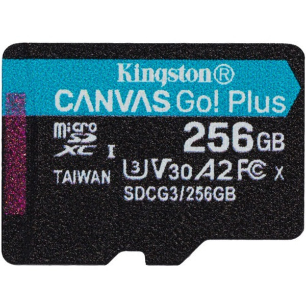 Карта пам`яти MicroSDXC 256GB UHS-I/U3 Class 10 Kingston Canvas Go! Plus R170/W90MB/s + SD-адаптер (SDCG3/256GB)