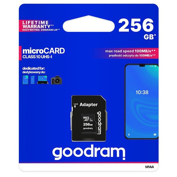 Карта памяти MicroSDXC 256GB UHS-I Class 10 Goodram + SD-adapter (M1AA-2560R12)