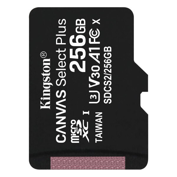 Карта памяти MicroSDXC 256GB UHS-I/U3 Class 10 Kingston Canvas Select Plus R100/W85MB/s (SDCS2/256GBSP)