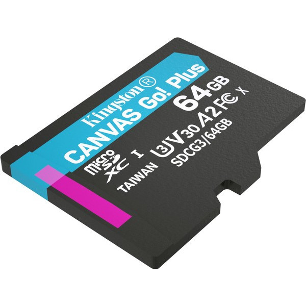 Карта пам`яті MicroSDXC 64GB UHS-I/U3 Class 10 Kingston Canvas Go! Plus R170/W70MB/s (SDCG3/64GBSP)