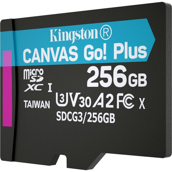 Карта пам`яті MicroSDXC 256GB UHS-I/U3 Class 10 Kingston Canvas Go! Plus R170/W90MB/s (SDCG3/256GBSP)