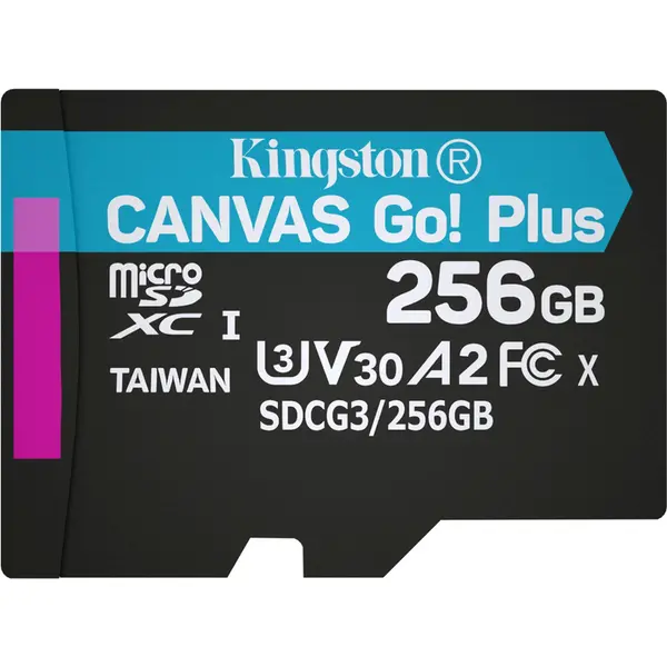 Карта пам`яті MicroSDXC 256GB UHS-I/U3 Class 10 Kingston Canvas Go! Plus R170/W90MB/s (SDCG3/256GBSP)