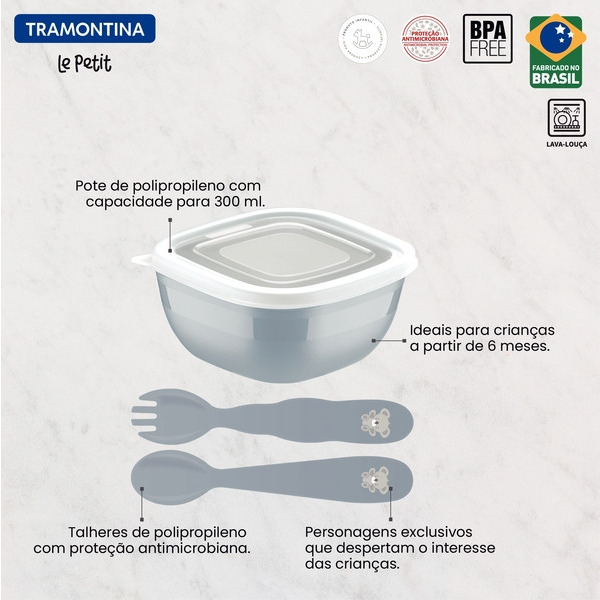 Набор посуды дит. TRAMONTINA Baby Le Petit 3пр. gray (23797/603)