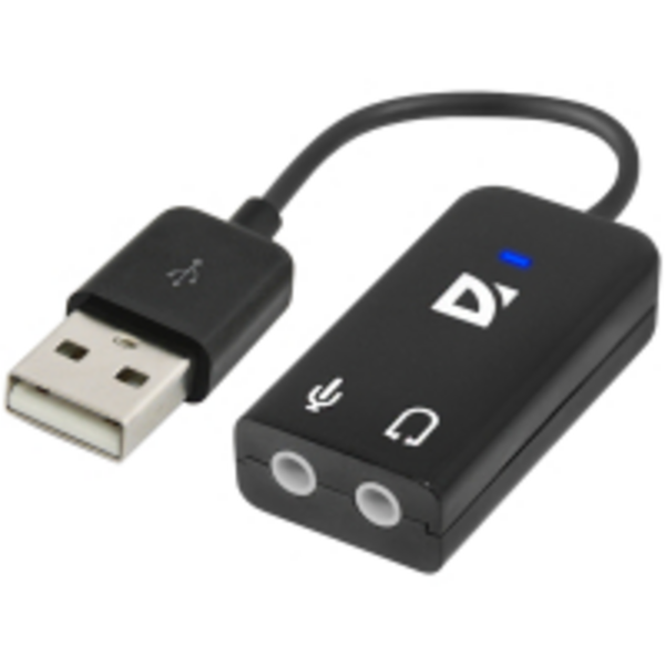 Переходник для наушников Defender Audio USB 2х3.5мм jack ->USB (63002)