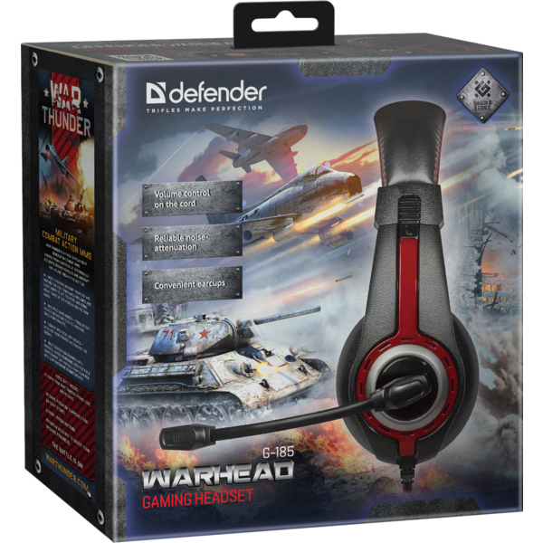 Навушники DEFENDER Warhead G-185 2m чорний+червоний