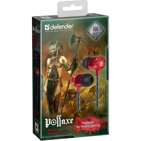 Навушники DEFENDER (64453) Pollaxe чорний/червоний 1.2 м