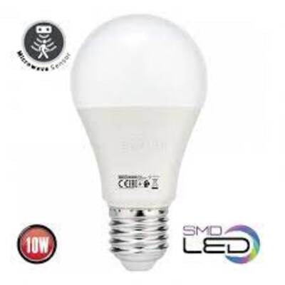 Лампа светодиодная с датчиком движения  "FORCE - 10" 10W 4200К A60 E27