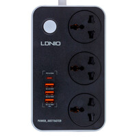 Мережевий Подовжувач LDNIO SC3412 3 ports / PD / 3USB QC 3.0 Black-Gray