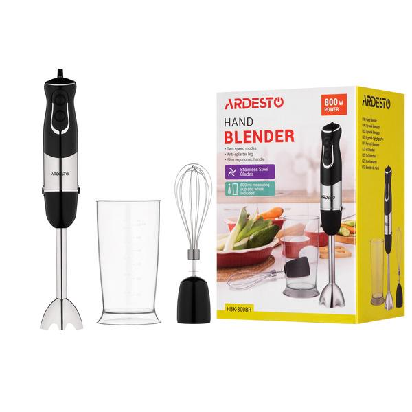 ARDESTO Блендер ручной HBK-800BR - 800Вт/венчик/чаша 0.6л/чёрный