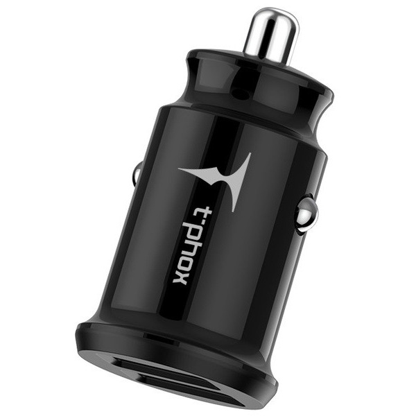 Автомобільний зарядний пристрій T-PHOX Charger Set 2.4A Dual+MicroUSB cable 1.2m (Чорний)